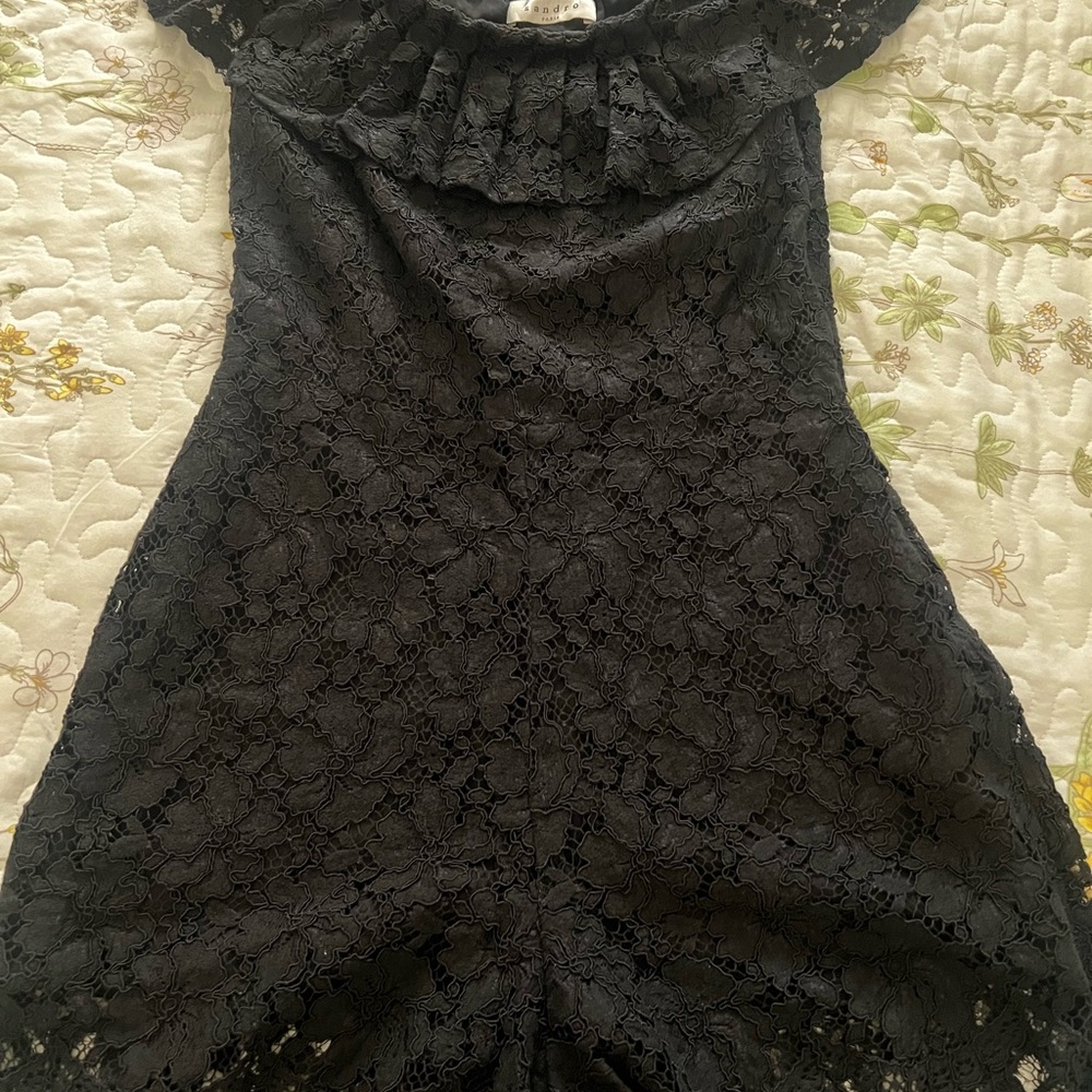 Sandro Black Off-Shoulder Sheath Mini Dress